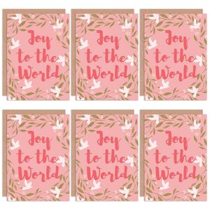 Artery8 Christmas Cards - Doves Mistletoe Joy To World Set Xmas Greeting Cards With Envelopes Pack of 6 in Baby Pink Baby Pink Artery8 Christmas Cards - Doves Mistletoe Joy To World Set Xmas Greeting Cards With Envelopes Pack of 6 in Baby Pink Baby Pink