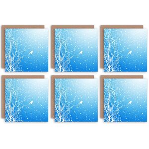Artery8 - Bird Winter Snow Trees - blue - Greeting Cards Artery8 - Bird Winter Snow Trees - blue - Greeting Cards