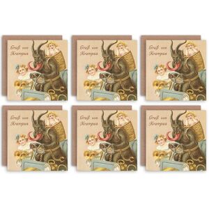 Artery8 Christmas Cards Krampus Anti Santa Funny Kids Set Xmas Cards Greeting Cards With Envelopes Pack of 6 in Beige Beige Artery8 Christmas Cards Krampus Anti Santa Funny Kids Set Xmas Cards Greeting Cards With Envelopes Pack of 6 in Beige Beige