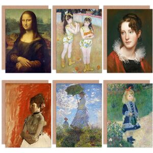 Artery8 - Renoir Monet Degas DaVinci Mona Lisa - Mixed Fine Art - Pack of 6 - Unisex - Greeting Card Artery8 - Renoir Monet Degas DaVinci Mona Lisa - Mixed Fine Art - Pack of 6 - Unisex - Greeting Card