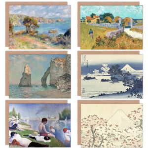 Artery8 Hokusai Van Gogh Seurat Monet Renoir Landscape Flower Mixed Fine Art Greeting Card Pack of 6 - Greeting Cards Artery8 Hokusai Van Gogh Seurat Monet Renoir Landscape Flower Mixed Fine Art Greeting Card Pack of 6 - Greeting Cards
