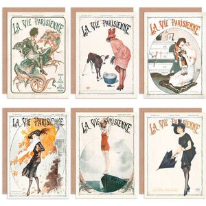 Artery8 La Vie Parisienne French Woman Seasons Umbrella Dog - off white - Pack of 6 - Envelopes included - Greeting Cards Artery8 La Vie Parisienne French Woman Seasons Umbrella Dog - off white - Pack of 6 - Envelopes included - Greeting Cards