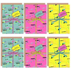 Artery8 Christmas Ribbon Bright Presents Greeting Cards With Envelopes Pack of 6 Multicolor Artery8 Christmas Ribbon Bright Presents Greeting Cards With Envelopes Pack of 6 Multicolor
