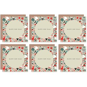 Artery8 Happy New Year Christmas Holiday Circle Greeting Cards With Envelopes Pack of 6 in Beige Beige Artery8 Happy New Year Christmas Holiday Circle Greeting Cards With Envelopes Pack of 6 in Beige Beige