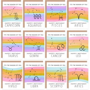 Artery8 Zodiac Sign Rainbow Birthday Cards Astrology Star Signs Greeting Cards With Envelopes Pack of 12 Multicolor Artery8 Zodiac Sign Rainbow Birthday Cards Astrology Star Signs Greeting Cards With Envelopes Pack of 12 Multicolor