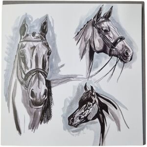 Gubblecote Trio Of Horse´s Watercolour Greetings Card in Black Black Gubblecote Trio Of Horse´s Watercolour Greetings Card in Black Black