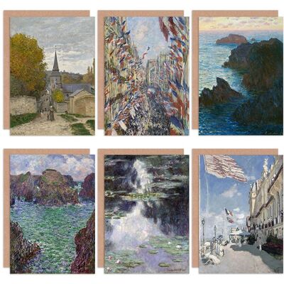 Artery8 - Claude Monet Water Lillies Belle Paris Sainte Adresse - Blue - Greeting Card Artery8 - Claude Monet Water Lillies Belle Paris Sainte Adresse - Blue - Greeting Card