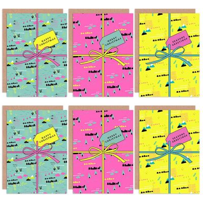 Artery8 Christmas Ribbon Bright Presents Greeting Cards With Envelopes Pack of 6 Multicolor Artery8 Christmas Ribbon Bright Presents Greeting Cards With Envelopes Pack of 6 Multicolor
