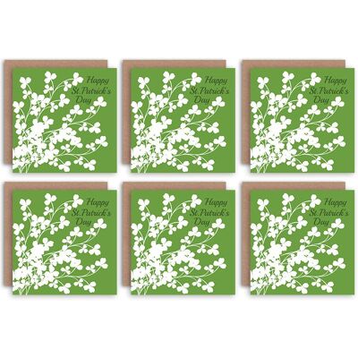 Artery8 Happy St Patrick's Day White Shamrocks Clovers Irish Greeting Cards With Envelopes Pack of 6 in Green Green Artery8 Happy St Patrick's Day White Shamrocks Clovers Irish Greeting Cards With Envelopes Pack of 6 in Green Green