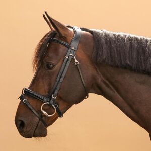 Fouganza Decathlon Horse Riding Glossy Leather Bridle With French Noseband For Horse