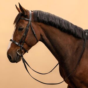 Fouganza Decathlon Horse Riding Leather Bridle With French Noseband & Reins For Horse & Pony 100