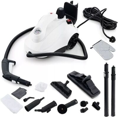 Costway Steam Cleaner 1.8L Water Tank Steamer 2000W Steam Cleaning Machine in White White Costway Steam Cleaner 1.8L Water Tank Steamer 2000W Steam Cleaning Machine in White White