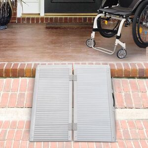 HOMCOM Portable Folding Wheelchair Ramp Scooter Mobility Stars w/ Carry Handle 4 Sizes in Silver Size: Large Silver L HOMCOM Portable Folding Wheelchair Ramp Scooter Mobility Stars w/ Carry Handle 4 Sizes in Silver Size: Large Silver L
