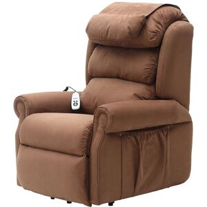 Loops Dual Motor Rise & Recline Armchair - Waterfall Pillow - Brown Suedette Fabric Brown Loops Dual Motor Rise & Recline Armchair - Waterfall Pillow - Brown Suedette Fabric Brown