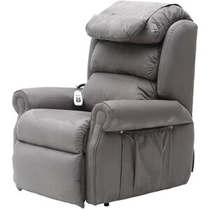 Loops Dual Motor Rise & Recline Armchair - Waterfall Pillow - Grey Suedette Fabric Grey Loops Dual Motor Rise & Recline Armchair - Waterfall Pillow - Grey Suedette Fabric Grey