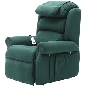 Loops Dual Motor Rise & Recline Armchair - Waterfall Pillow - Green Suedette Fabric Green Loops Dual Motor Rise & Recline Armchair - Waterfall Pillow - Green Suedette Fabric Green