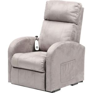 Loops Single Motor Rise & Recline Lounge Chair Pebble Grey Micro Fibre Material Grey Loops Single Motor Rise & Recline Lounge Chair Pebble Grey Micro Fibre Material Grey
