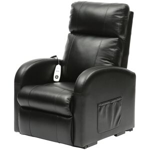 Loops Single Motor Rise & Recline Lounge Chair - Black PU Leather Material Black Loops Single Motor Rise & Recline Lounge Chair - Black PU Leather Material Black