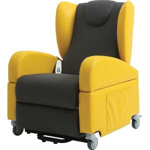 Loops Dual Motor Rise & Recline Lounge Chair - Wipe Clean PU Fabric Black & Yellow Black Loops Dual Motor Rise & Recline Lounge Chair - Wipe Clean PU Fabric Black & Yellow Black