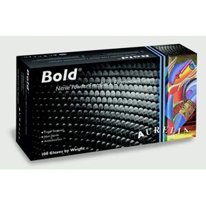 Aurelia Bold Nitrile Powder Free Disposable Examination Gloves (Pack Of 100) in Black Size: Large Black L Aurelia Bold Nitrile Powder Free Disposable Examination Gloves (Pack Of 100) in Black Size: Large Black L