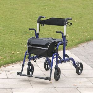 HOMCOM 2 in 1 Wheelchair & Folding Rollator Walker Combo, Pearl Blue Blue HOMCOM 2 in 1 Wheelchair & Folding Rollator Walker Combo, Pearl Blue Blue