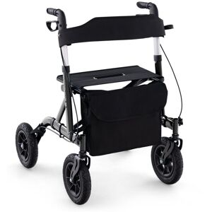 Costway Height Adjustable Rollator Walker Foldable Rolling Walker with Seat Lightweight in Black Black Costway Height Adjustable Rollator Walker Foldable Rolling Walker with Seat Lightweight in Black Black