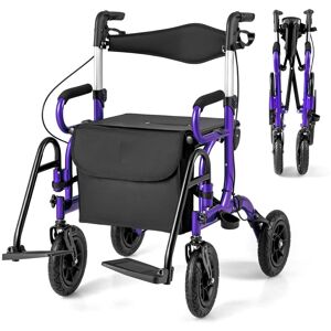 Gymax Rollator Walker for Seniors With Seat 2-in-1 Folding Rolling Walker in Purple Purple Gymax Rollator Walker for Seniors With Seat 2-in-1 Folding Rolling Walker in Purple Purple