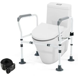 Gymax Stand Alone Toilet Safety Frame Toilet Safety Rail for Elderly-Grey in Grey Grey Gymax Stand Alone Toilet Safety Frame Toilet Safety Rail for Elderly-Grey in Grey Grey