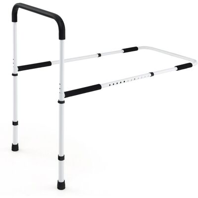 Costway Bed Assist Rail Adjustable Bedside Standing Bar Fall Prevention Safety Hand Bar in White White Costway Bed Assist Rail Adjustable Bedside Standing Bar Fall Prevention Safety Hand Bar in White White
