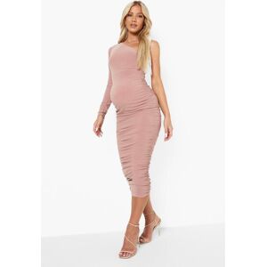 boohoo Maternity One Shoulder Ruched Midi Dress