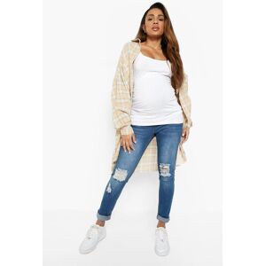 boohoo Maternity Over The Bump Rip Skinny Jeans