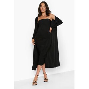 boohoo Maternity Square Neck Ruched Duster Dress Set