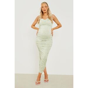 boohoo Maternity Floral Cowl Ruched Midi Dress