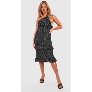 boohoo Maternity One Shoulder Shirred Midi Dress