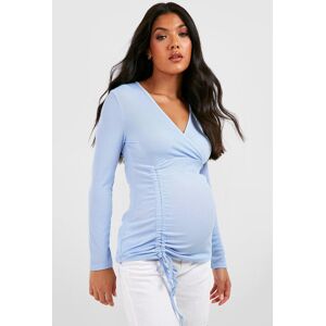 boohoo Maternity Rib Ruched Long Sleeve T-shirt