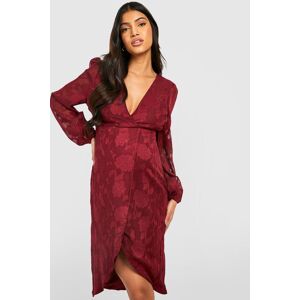 boohoo Maternity Burnout Floral Wrap Midi Dress