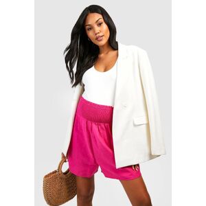 boohoo Maternity Shirred Waist Linen Flippy Short