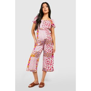 boohoo Maternity Floral Puff Sleeve Culotte Jumpsuit