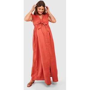 boohoo Maternity Cotton Button Down Maxi Dress