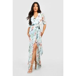 boohoo Maternity Occasion Floral Puff Sleeve Maxi Dress