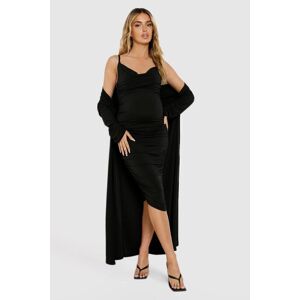 boohoo Maternity Strappy Cowl Neck Dress And Duster Coat