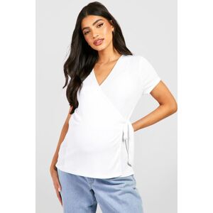 boohoo Maternity Rib Wrap Nursing Short Sleeve Top