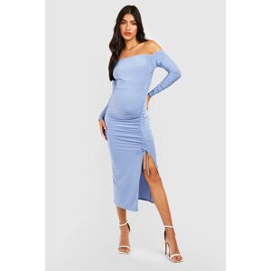 boohoo Maternity Ruched Slinky Midi Dress