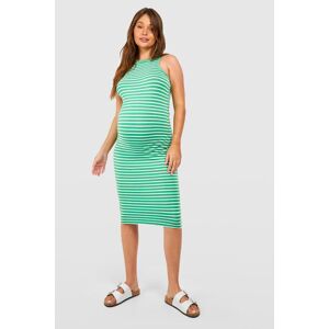 boohoo Maternity Rib Stripe Racer Neck Midi Dress