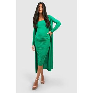 boohoo Maternity Square Neck Ruched Duster Dress Set