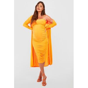 boohoo Maternity Square Neck Ruched Duster Dress Set