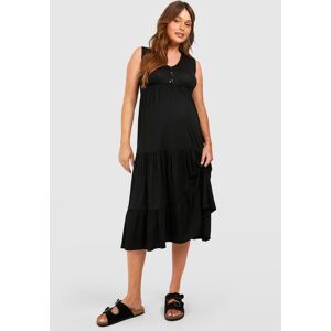 boohoo Maternity Button Down Smock Midi Dress