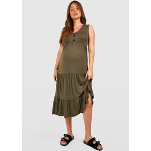 boohoo Maternity Button Down Smock Midi Dress