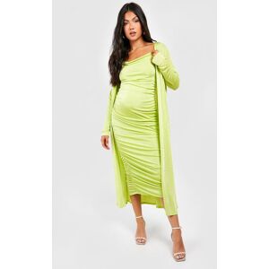 boohoo Maternity Strappy Cowl Neck Dress And Duster Coat