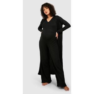 boohoo Maternity Rib Jumpsuit & Duster Lounge Set